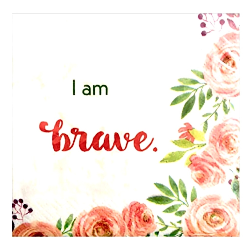 Creative Converting Floral Be Brave Cocktail Beverage Paper Napkins, 24 ct